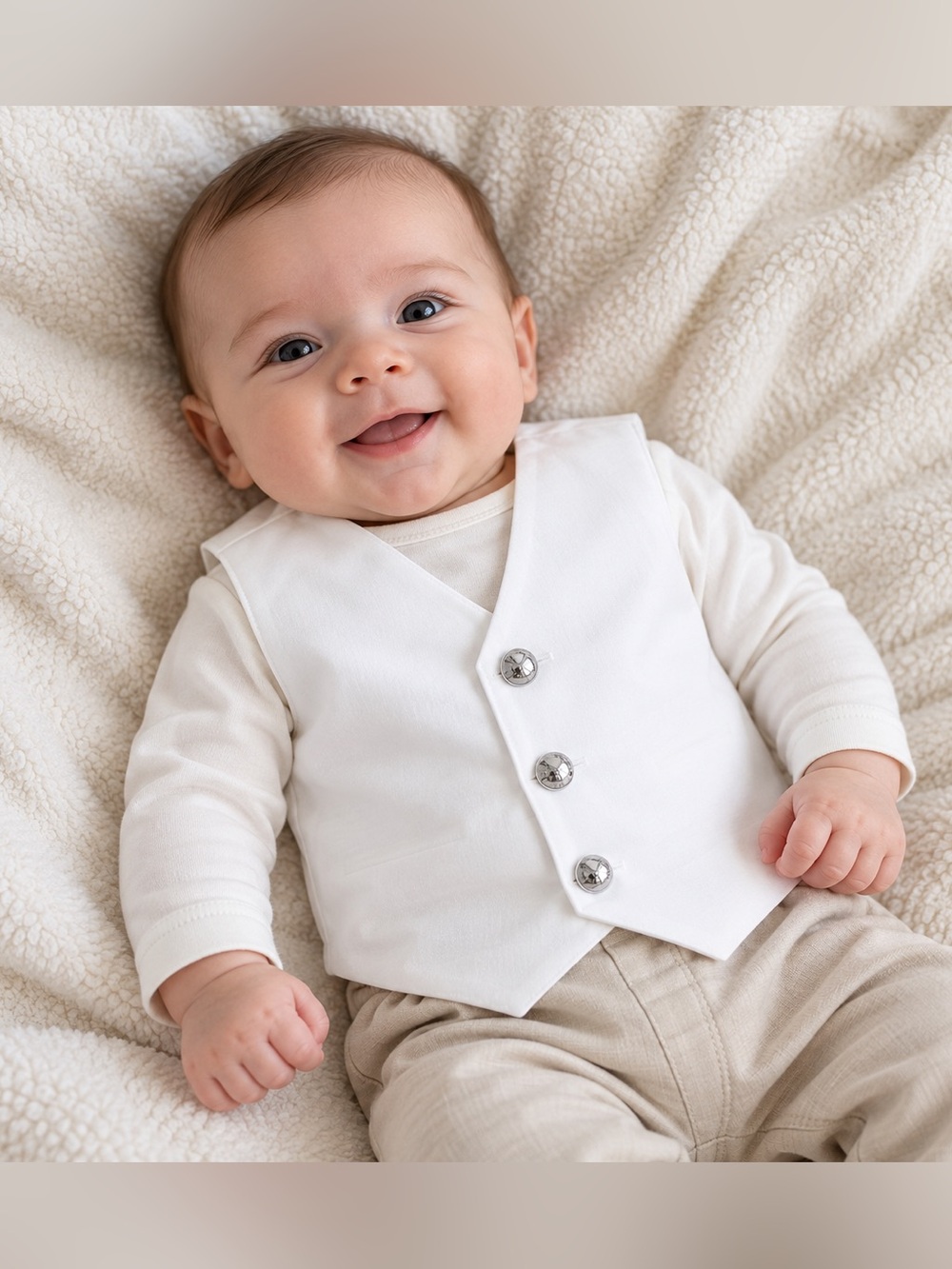 Baby White Dress Vest 0-3 Months Ring Bearer Baptism Wedding Formal Tuxedo